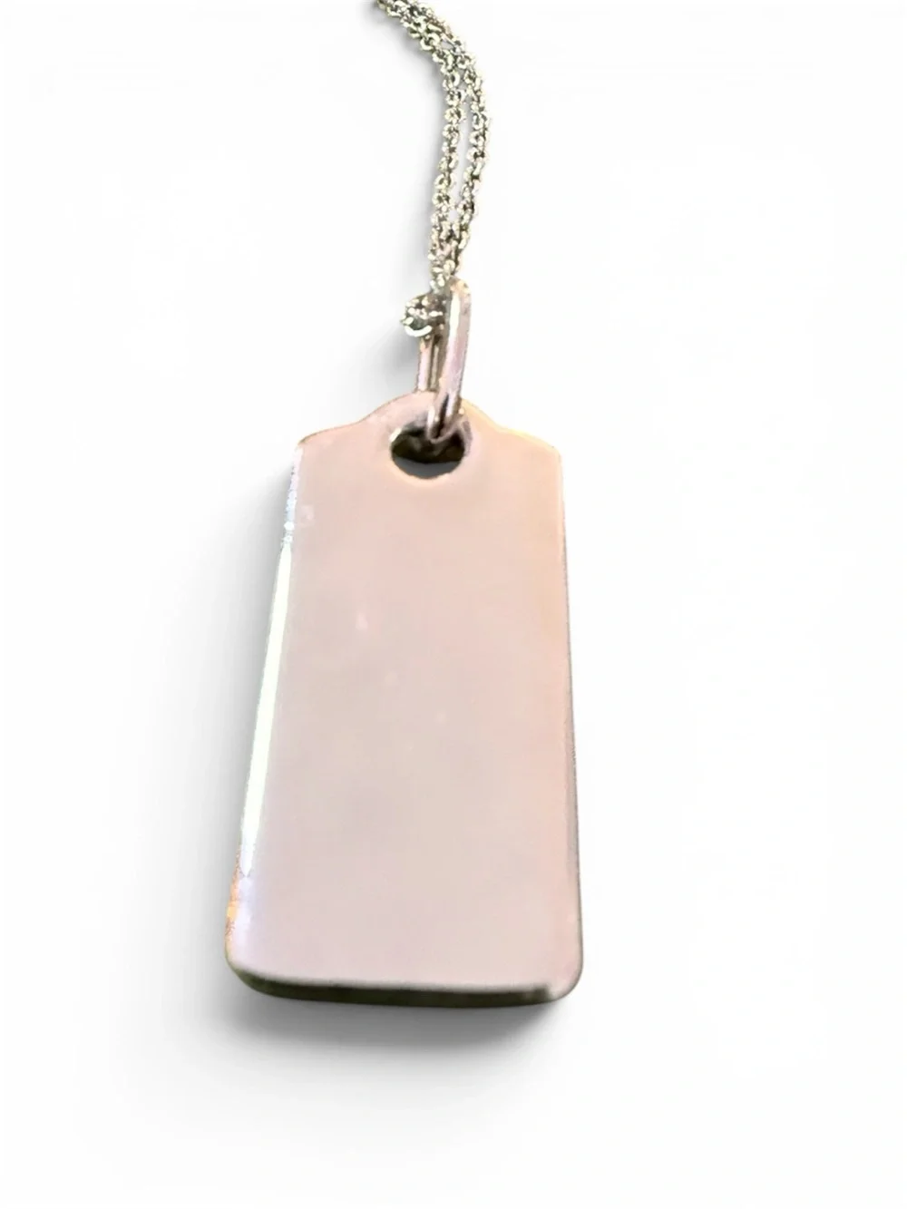 Coach Signature Tag Pendant Necklace Silver Tone Crystal Tea Rose Charm